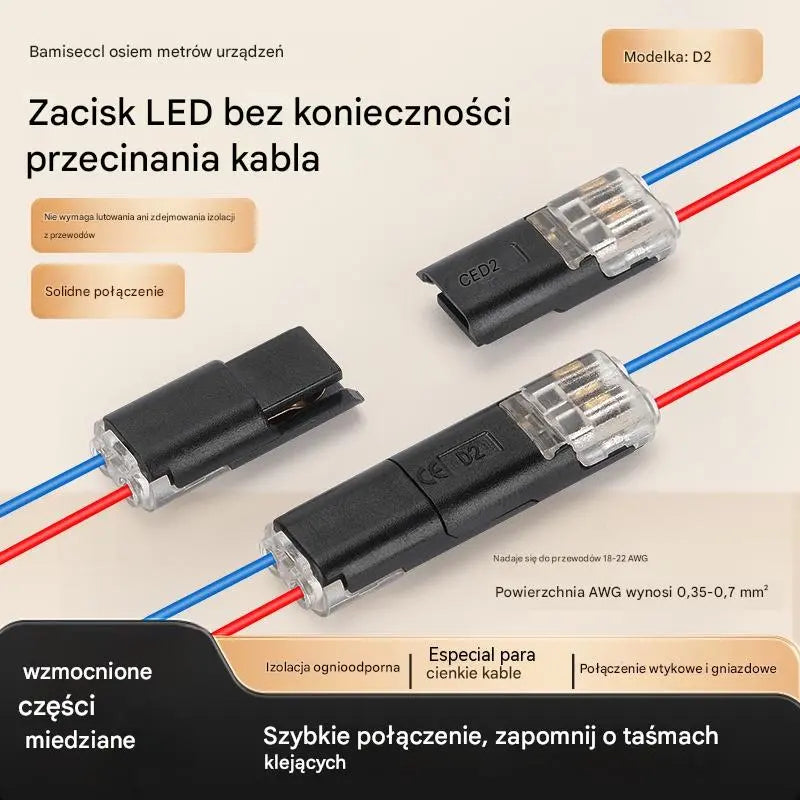 🥳⏰ 【1000 sztuk w magazynie】Złącze kablowe bez zdejmowania izolacji, z blokadą klamrową, bezpiecznym zamknięciem i powłoką antypoślizgową ⚡️