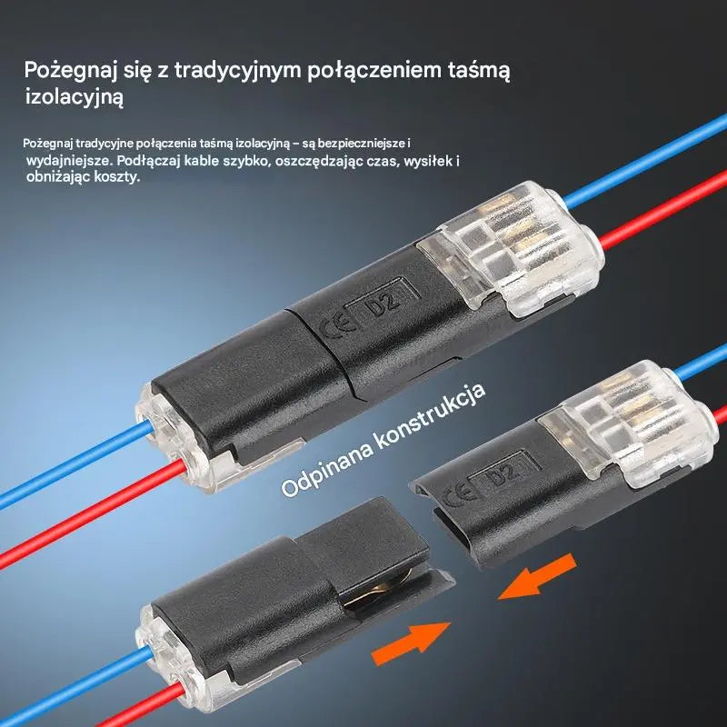 🥳⏰ 【1000 sztuk w magazynie】Złącze kablowe bez zdejmowania izolacji, z blokadą klamrową, bezpiecznym zamknięciem i powłoką antypoślizgową ⚡️