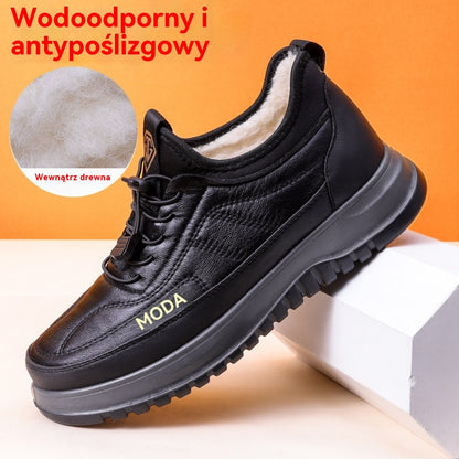 ✨⛄🔥Męskie zimowe trampki z prawdziwej skóry i aksamitu, wodoodporne, z miękką podeszwą