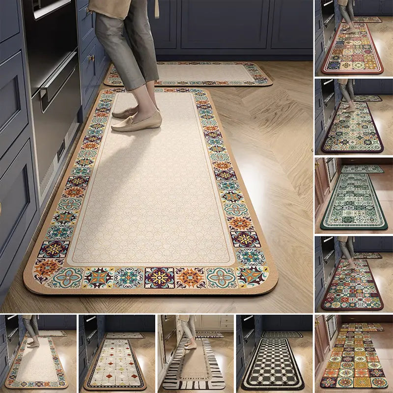 💥【Kup jeden, a drugi dostaniesz gratis】【40*60+40*120 cm】Antypoślizgowe i bardzo chłonne maty kuchenne i łazienkowe