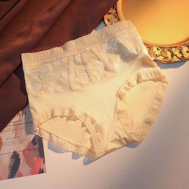 【6 kosov】Novo seksi, lahko luksuzno, koži prijazno zračno spodnje perilo iz čipke z visokim pasom.