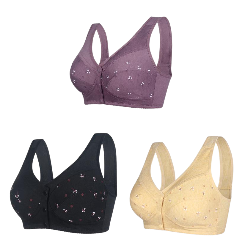 ✨【 40-105kg】🎉Ženska srednjih let eleganten bombažni nedrček z gumbi