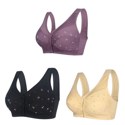 ✨【 40-105kg】 🎉Elegancki bawełniany biustonosz damski w średnim wieku z guzikami