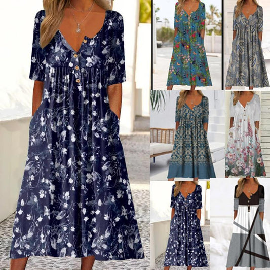 🎀【Oferta specjalna】【S–5XL】👗Elegancka sukienka midi styl i wygoda na każdą okazję