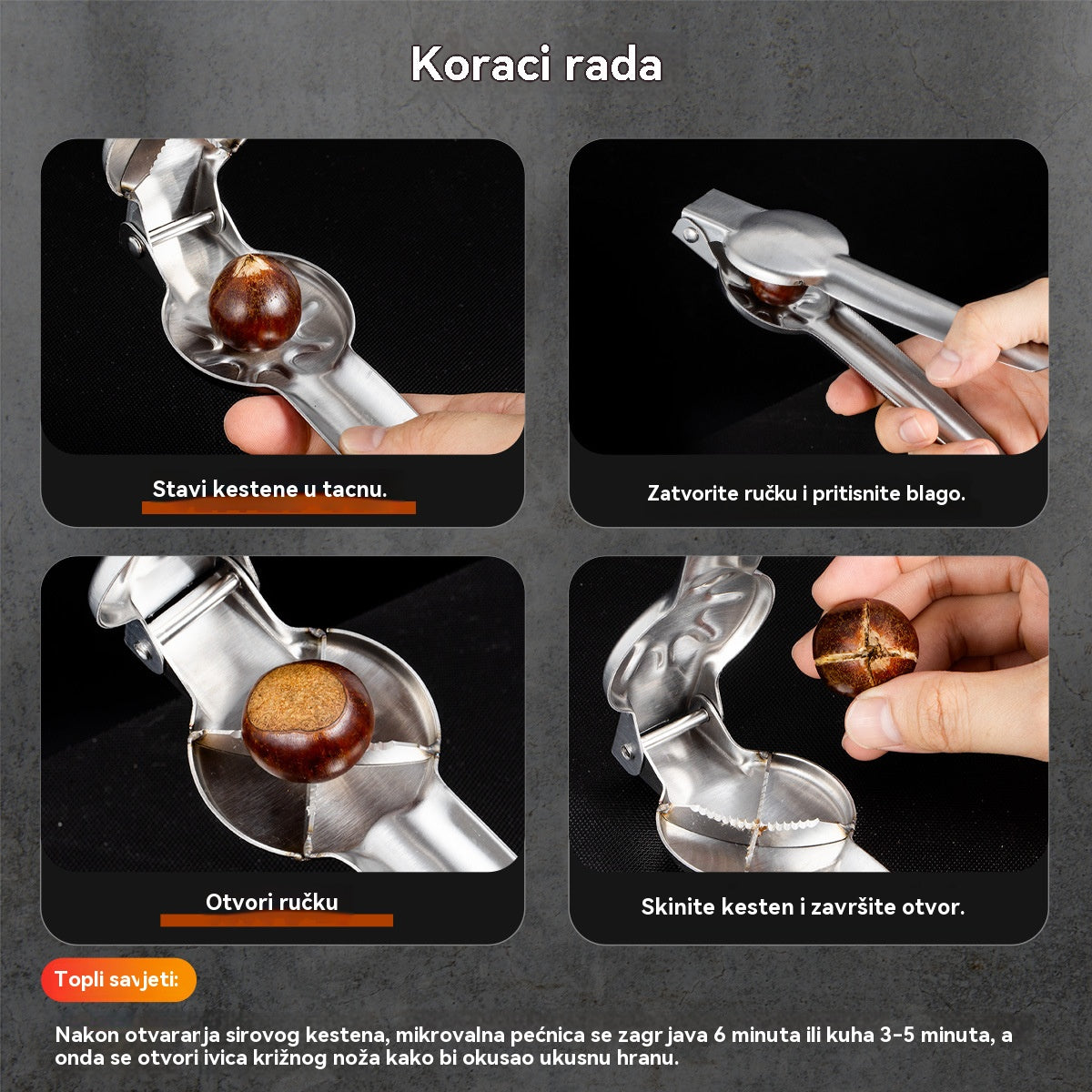 🌰[Kupite 1, dobijte 1 gratis] Kućna kopča za otvaranje kestena, lako se otvara jednim dodirom bez ozljeđivanja ruku!-4152106
