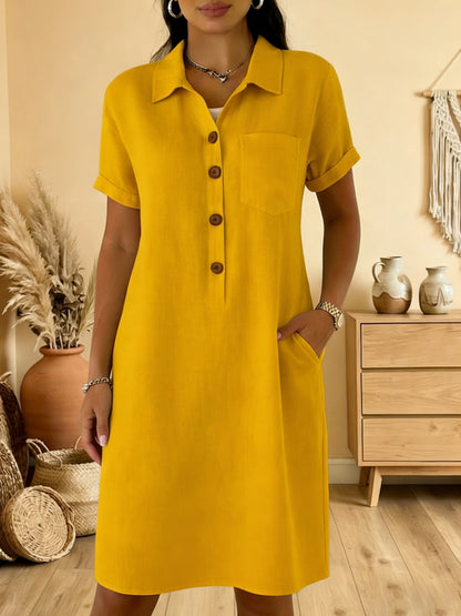 ⏳ Időkorlátos akció! ⏰🍋【S-3XL】Női pamut ruha zsebekkel